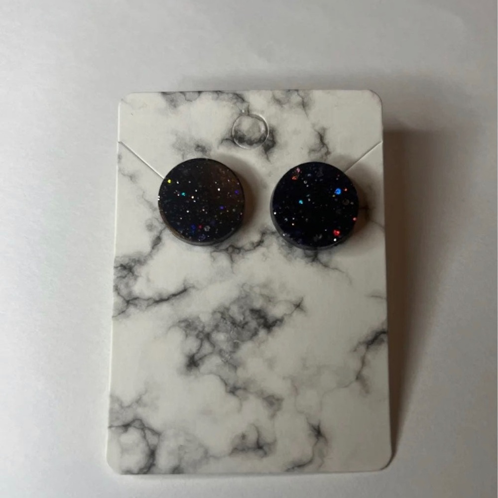 Round Glittery Jade Studs